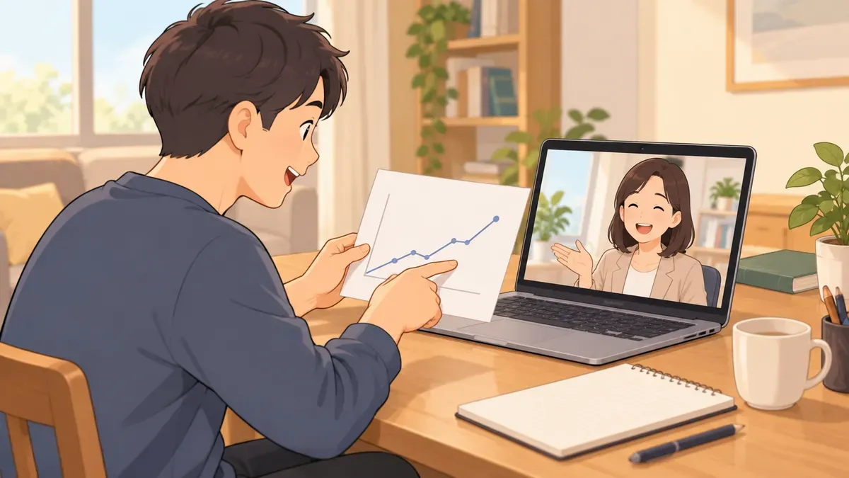 オンラインで講師と話しながら練習する人