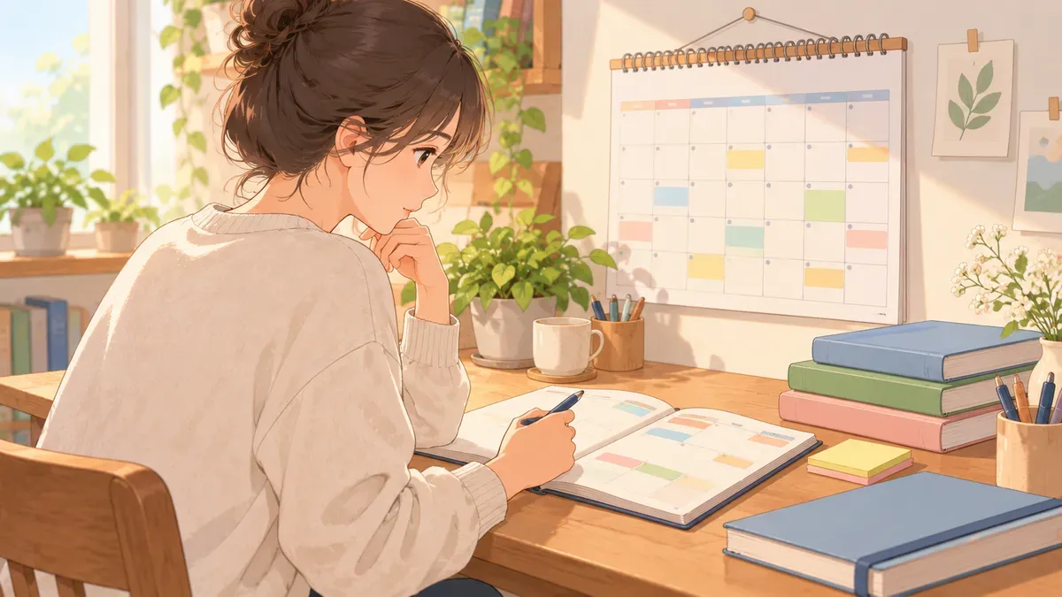 1か月の学習の進め方を計画する場面